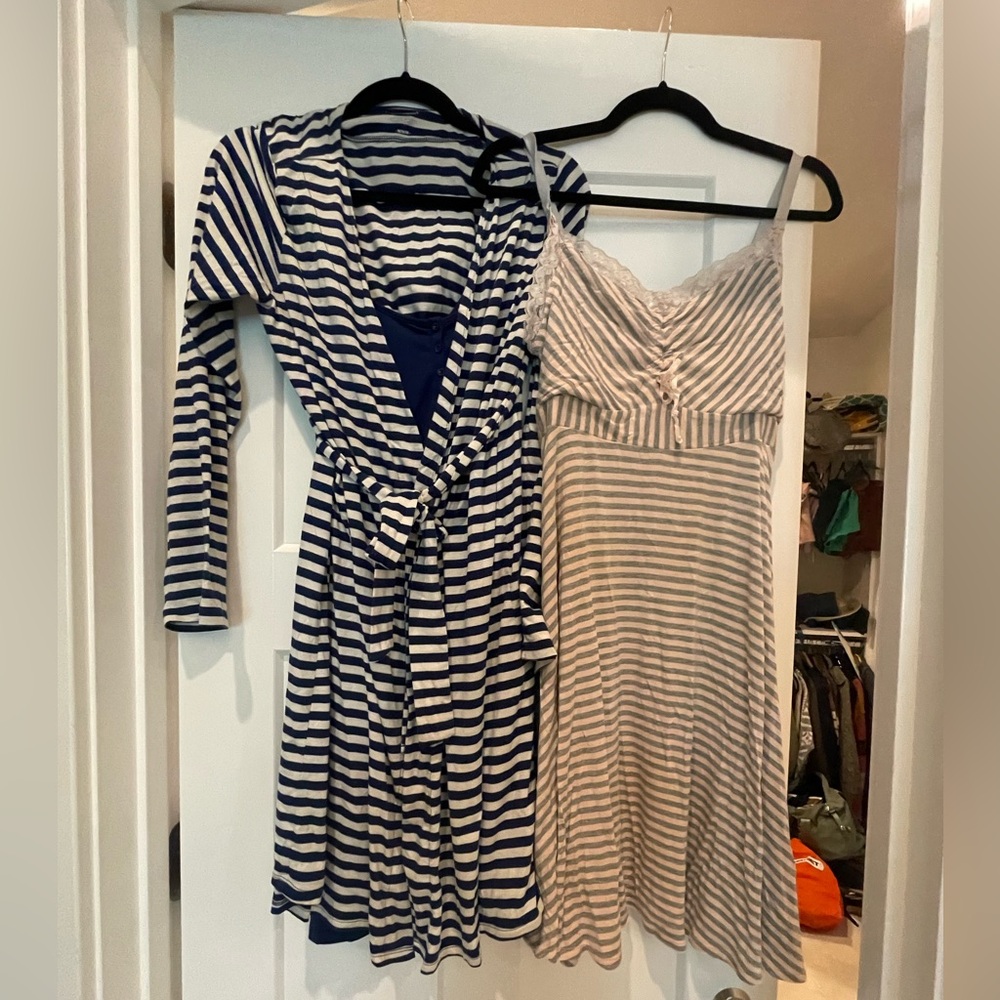 2x maternity/ nursing nightgowns with robe.